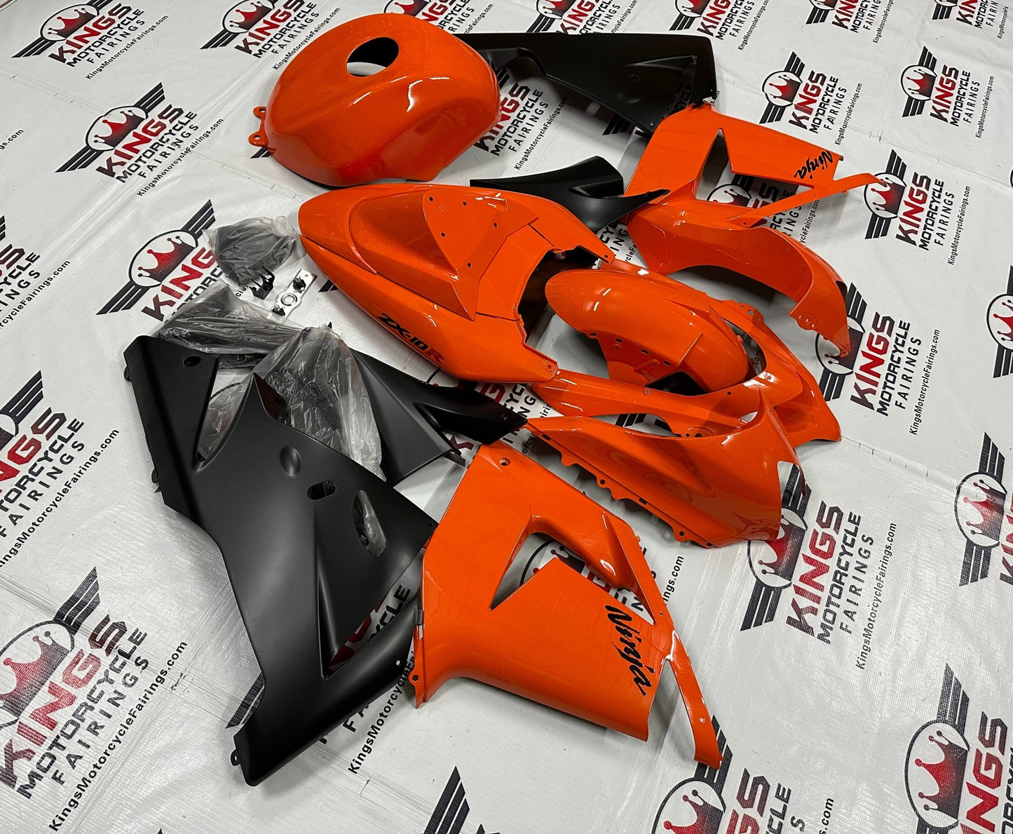Kawasaki Ninja ZX10R Fairings (2004-2005) Orange, Black from KingsMotorcycleFairings.com