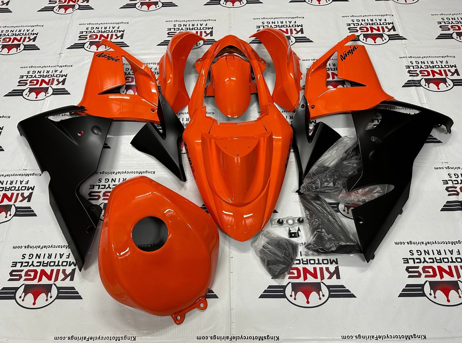 Kawasaki ZX10R Fairings (2004-2005) Orange, Black at KingsMotorcycleFairings.com