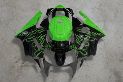 Kawasaki ZX12R Fairings (2000-2001) Black, Green Flames at KingsMotorcycleFairings.com