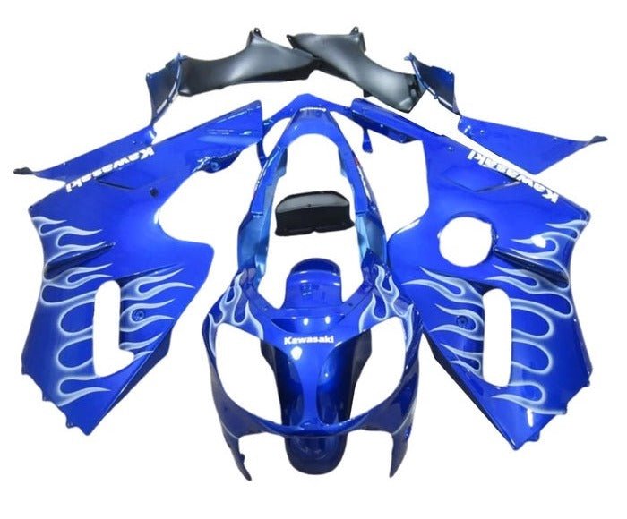 Kawasaki ZX12R Fairings (2000-2001) Blue, White Flames at KingsMotorcycleFairings.com
