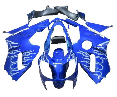 Kawasaki ZX12R Fairings (2000-2001) Blue, White Flames at KingsMotorcycleFairings.com