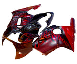Kawasaki Ninja ZX12R Fairings (2000-2001) Dark Red, Black, Flames at KingsMotorcycleFairings.com