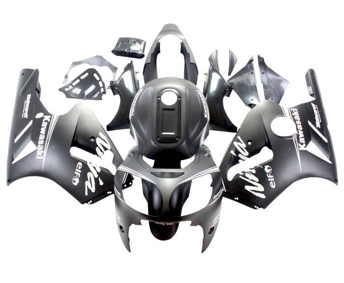 Kawasaki ZX12R Fairings (2000-2001) Matte Black, White at KingsMotorcycleFairings.com