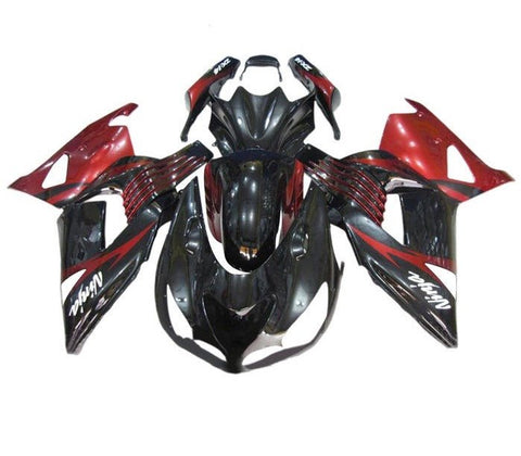 Kawasaki ZX14R Fairings (2006-2011) Black, Dark Red, White at KingsMotorcycleFairings.com
