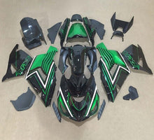Kawasaki ZX14R Fairings (2006-2011) Black, Green, White Stripe at KingsMotorcycleFairings.com