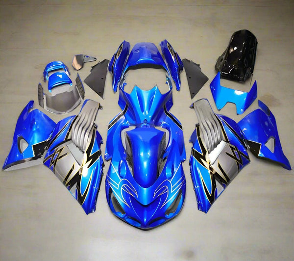 Kawasaki ZX14R Fairings (2006-2011) Blue, Gray, Black, Yellow Tribal at KingsMotorcycleFairings.com