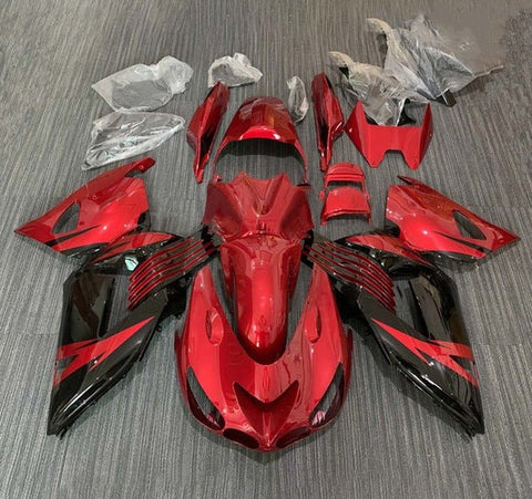 Kawasaki ZX14R Fairings (2006-2011) Candy Red, Black at KingsMotorcycleFairings.com