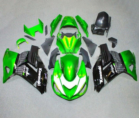 Kawasaki ZX14R Fairings (2006-2011) Green, White, Black at KingsMotorcycleFairings.com