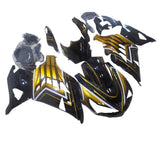 Kawasaki ZX14R Fairings (2012-2024) Black, Gold, White Stripe at KingsMotorcycleFairings.com