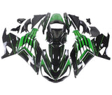 Kawasaki ZX1-4R Fairings (2012-2024) Black, Green Stripe at KingsMotorcycleFairings.com