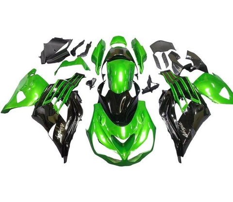Kawasaki ZX14R Fairings (2012-2024) Gloss Green, Black at KingsMotorcycleFairings.com