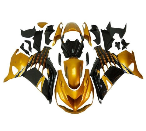 Kawasaki ZX14R Fairings (2012-2024) Gold, Black at KingsMotorcycleFairings.com