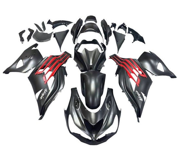 Kawasaki ZX14R Fairings (2012-2024) Matte Black, Red at KingsMotorcycleFairings.com