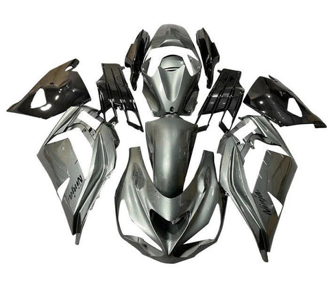 Kawasaki ZX14R Fairings (2012-2024) Metallic Silver, Black at KingsMotorcycleFairings.com