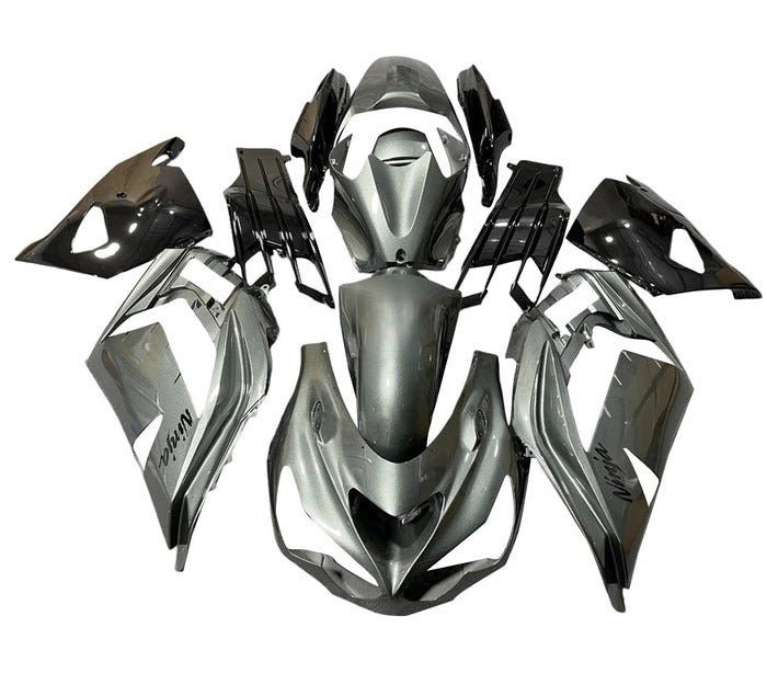 Kawasaki ZX-14R Fairings (2012-2024) Metallic Silver, Black at KingsMotorcycleFairings.com