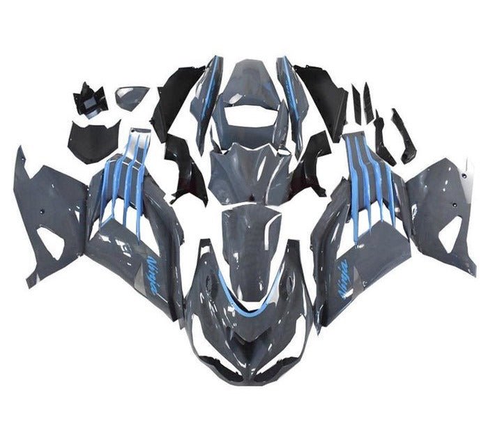 Kawasaki ZX14R Fairings (2012-2024) Nardo Gray, Blue at KingsMotorcycleFairings.com