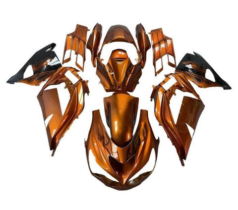 Kawasaki ZX14R Fairings (2012-2024) Orange Rust Flames at KingsMotorcycleFairings.com