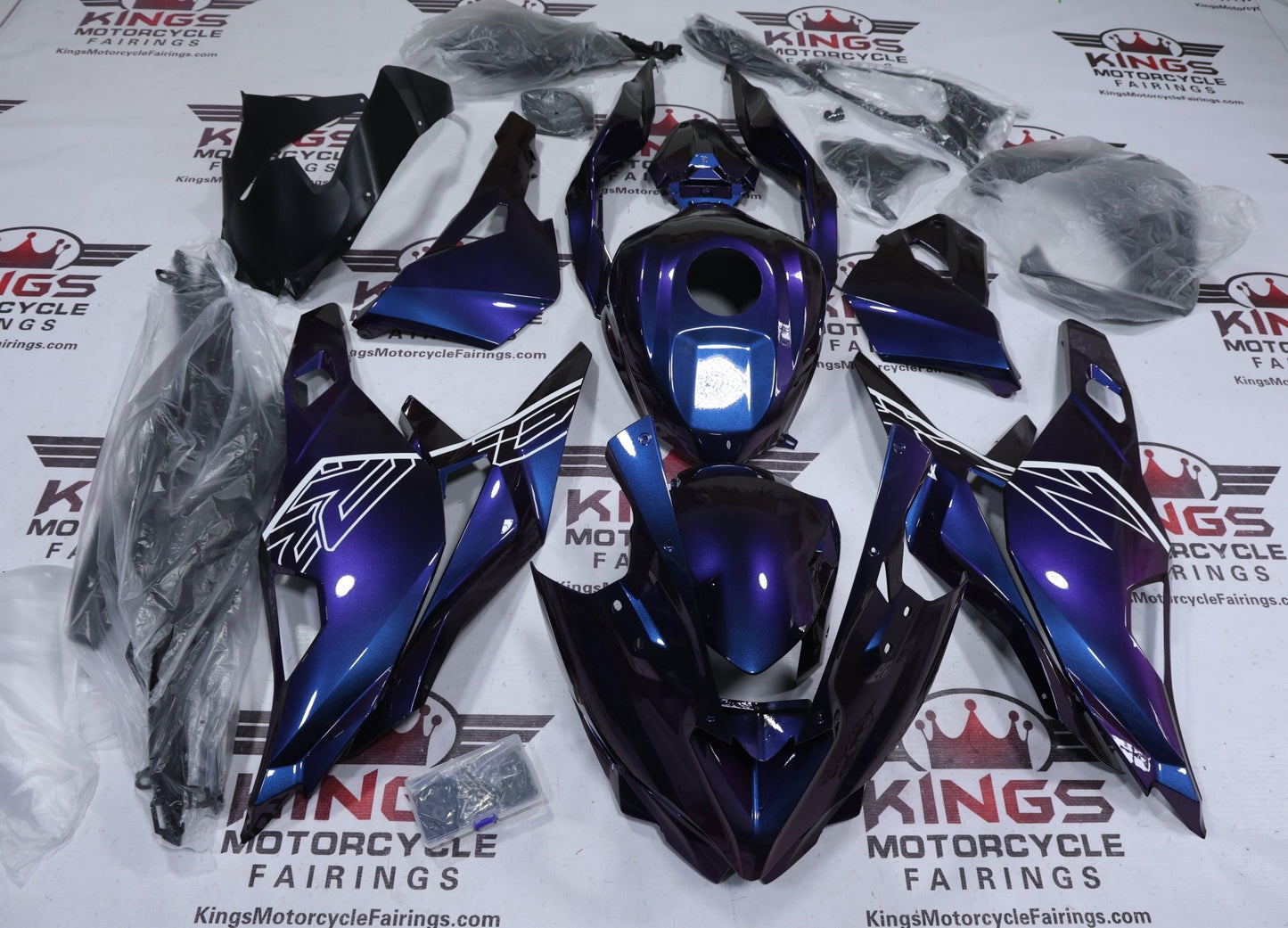Kawasaki ZX4RR Fairing Kit (2019-2025) Purple, Blue Chameleon, White at KingsMotorcycleFairings.com