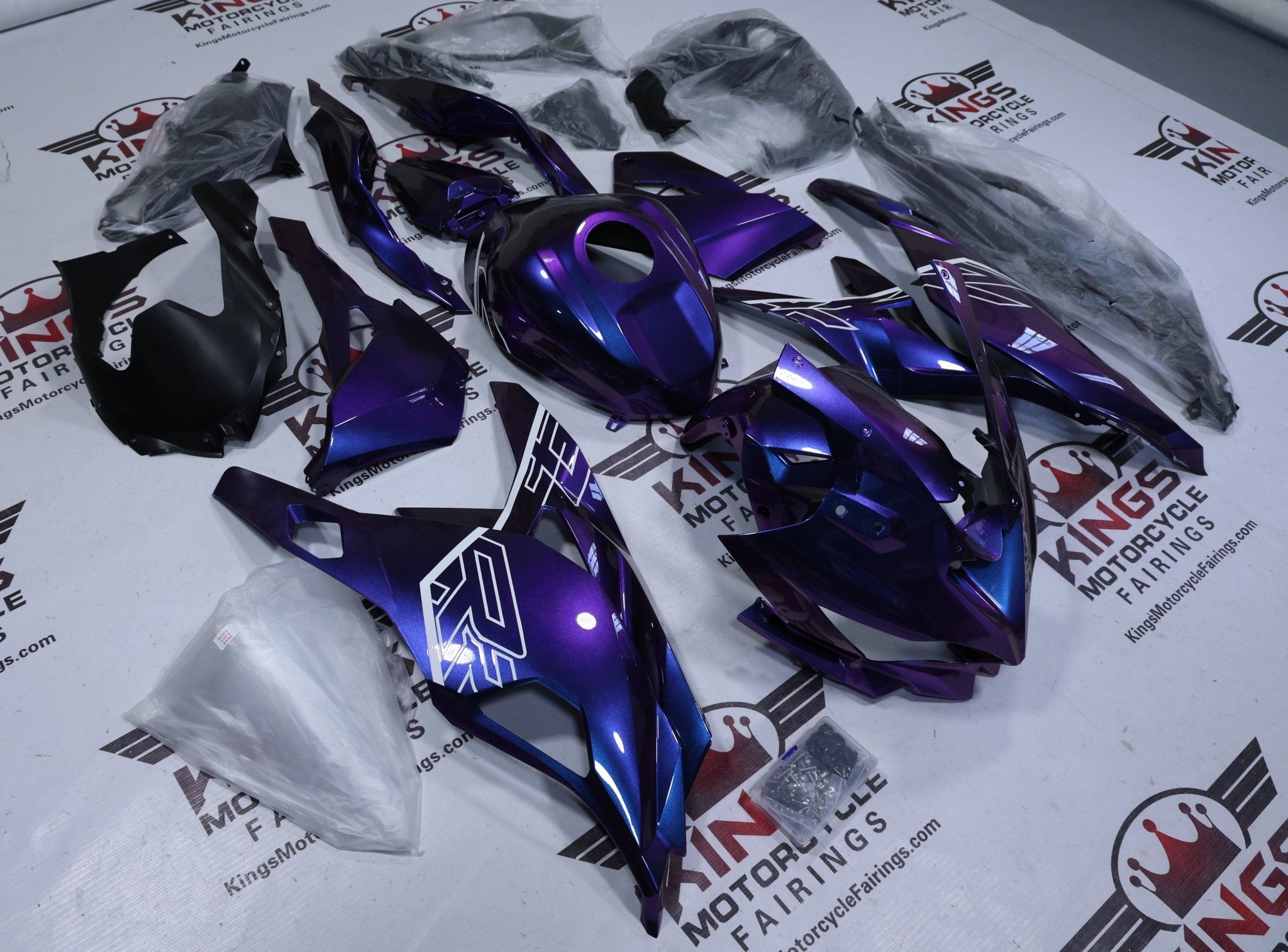 REW INSANE JK 04. PURPLE✖️NAVY Kawasaki ZX4RR (2019-2025) Purple, Blue Chameleon Fairings