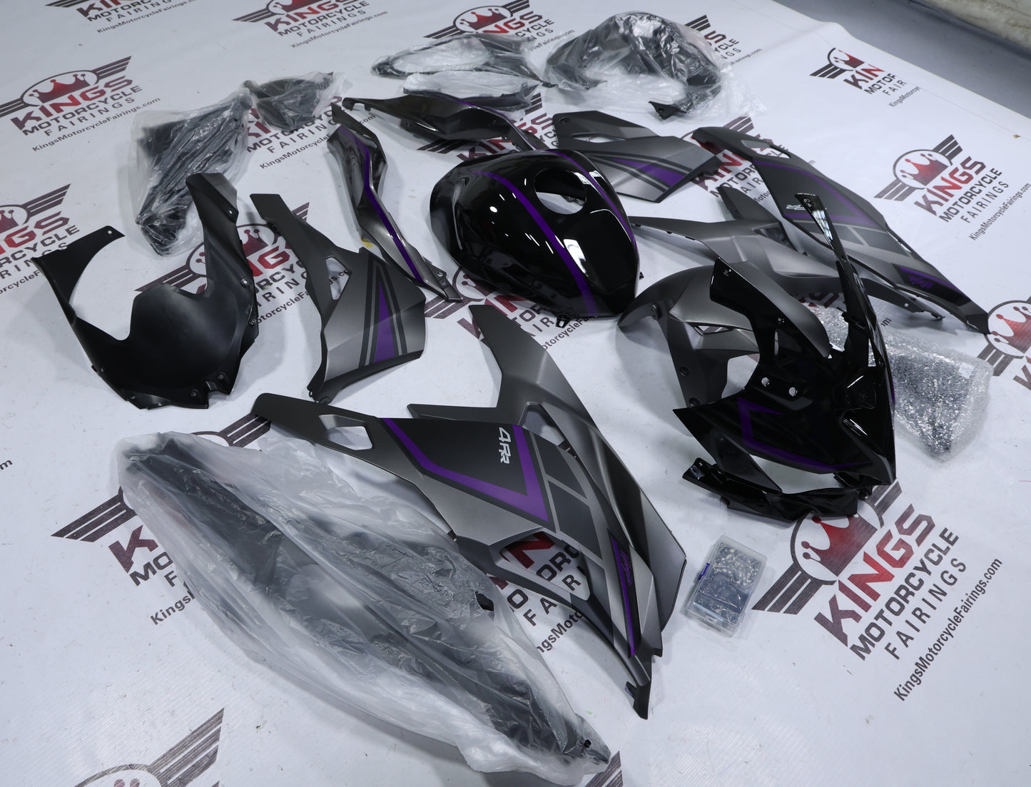 Kawasaki ZX4RR Fairings (2019-2025) Black, Matte Gray, Black, Purple from KingsMotorcycleFairings.com