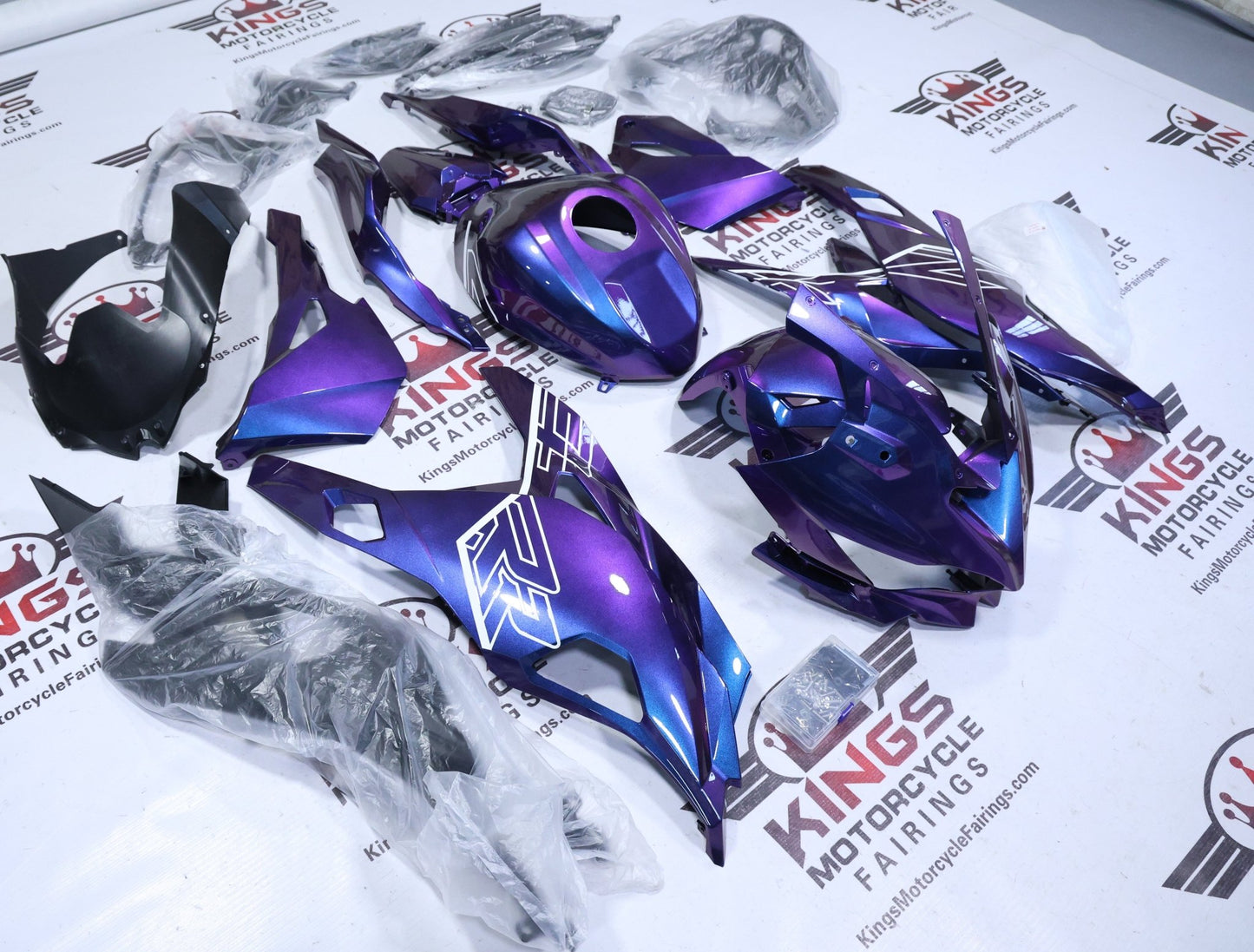 Kawasaki ZX4RR Fairings (2019-2025) Blue, Purple Chameleon, White at KingsMotorcycleFairings.com