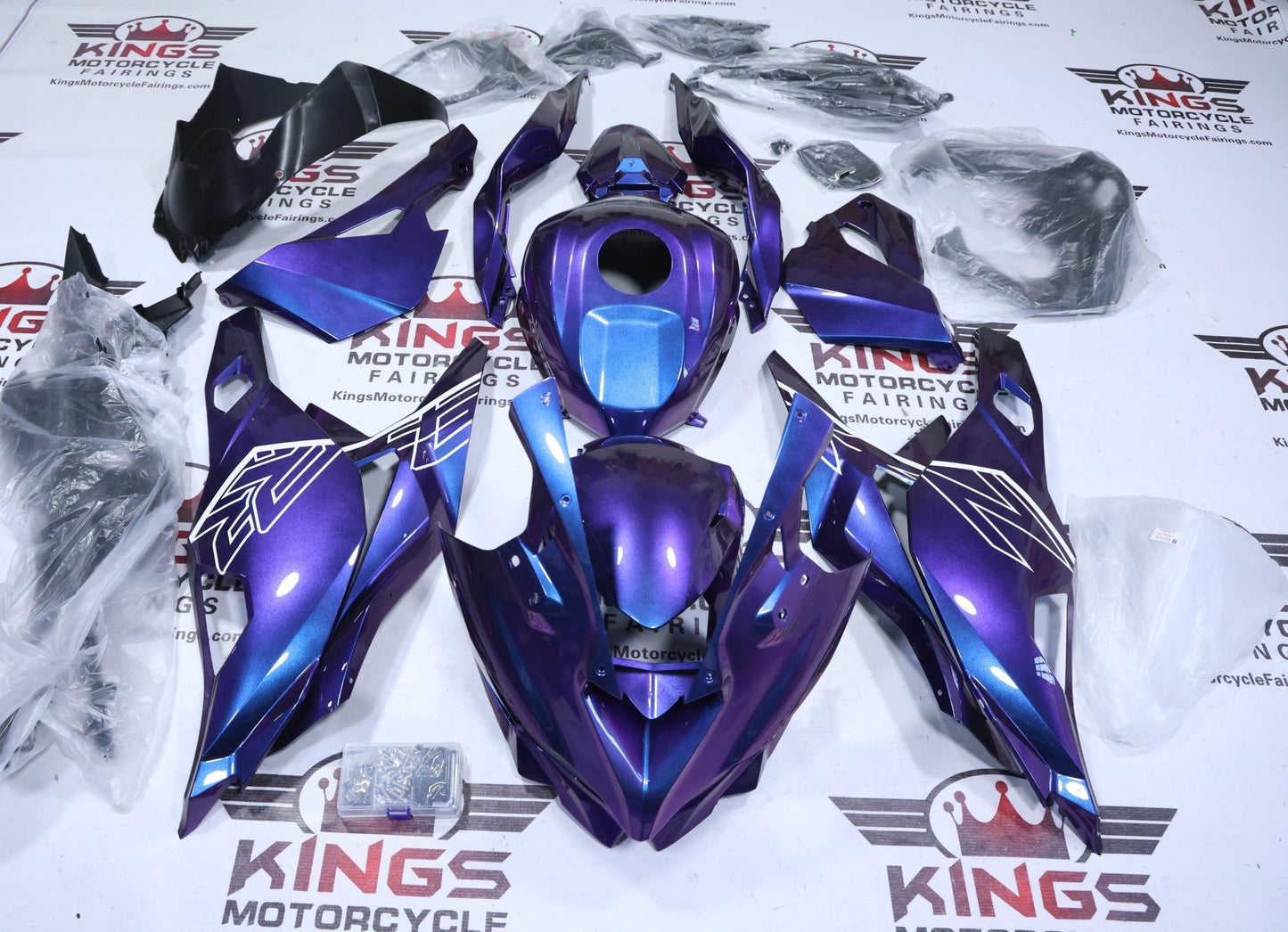 Kawasaki ZX4RR Fairings (2019-2025) Blue, Purple Chameleon, White from KingsMotorcycleFairings.com