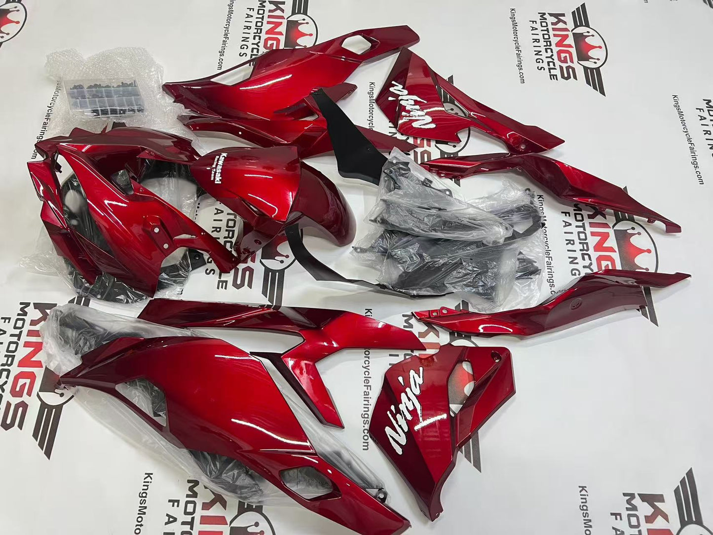 Kawasaki ZX4RR Fairings (2019-2025) Candy Red, White KRT from KingsMotorcycleFairings.com