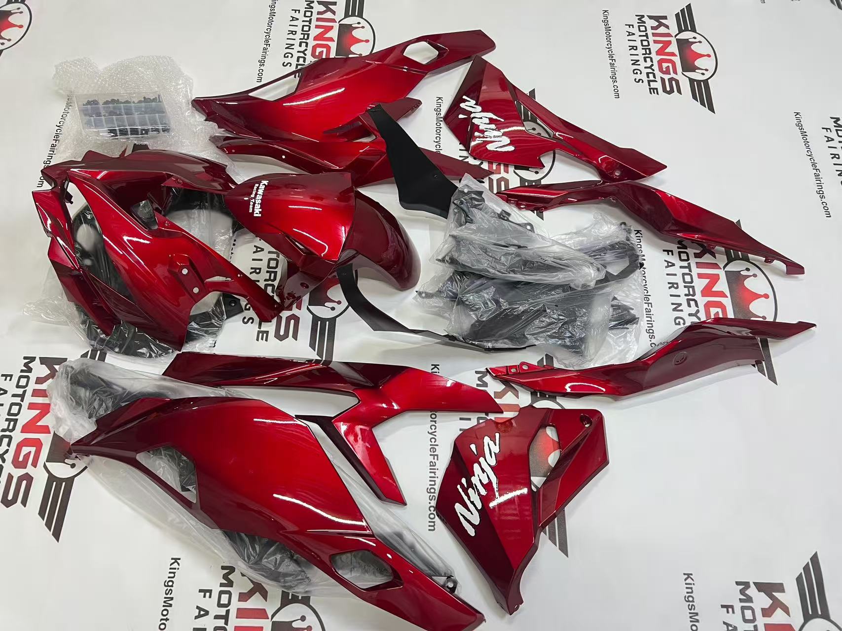 Kawasaki ZX4RR Fairings (2019-2025) Candy Red, White KRT from KingsMotorcycleFairings.com