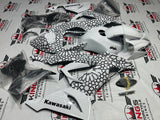 Kawasaki ZX6R 636 Fairing Kit (2013-2018) White, Black Moroccan Star at KingsMotorcycleFairings.com
