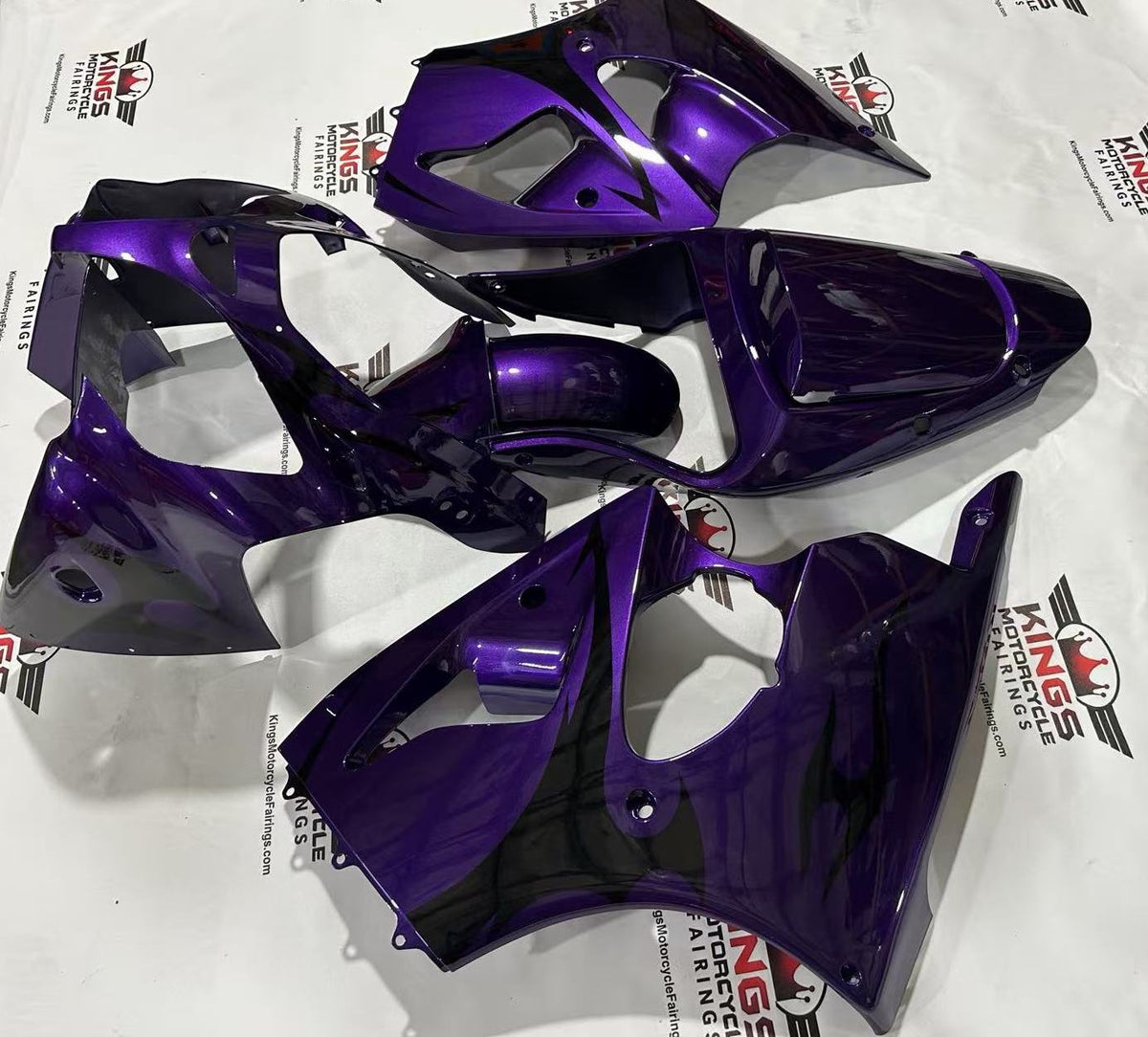 Kawasaki ZX6R 636 Fairings (2000-2002) Purple, Black Tribal at KingsMotorcycleFairings.com