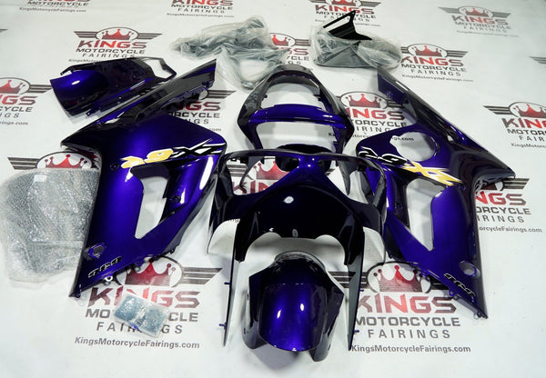 Kawasaki ZX6R 636 Fairings (2003-2004) Purple, Black, Yellow at KingsMotorcycleFairings.com