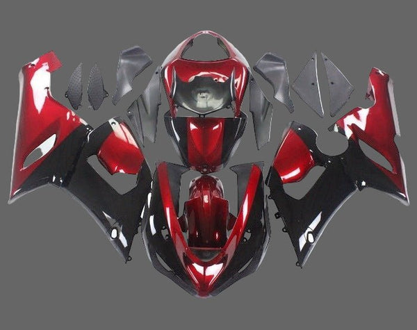 Kawasaki ZX6R 636 Fairings (2005-2006) Black, Dark Red at KingsMotorcycleFairings.com