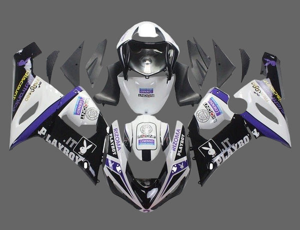 Kawasaki ZX6R 636 Fairings (2005-2006) Black, White, Purple Playboy at KingsMotorcycleFairings.com