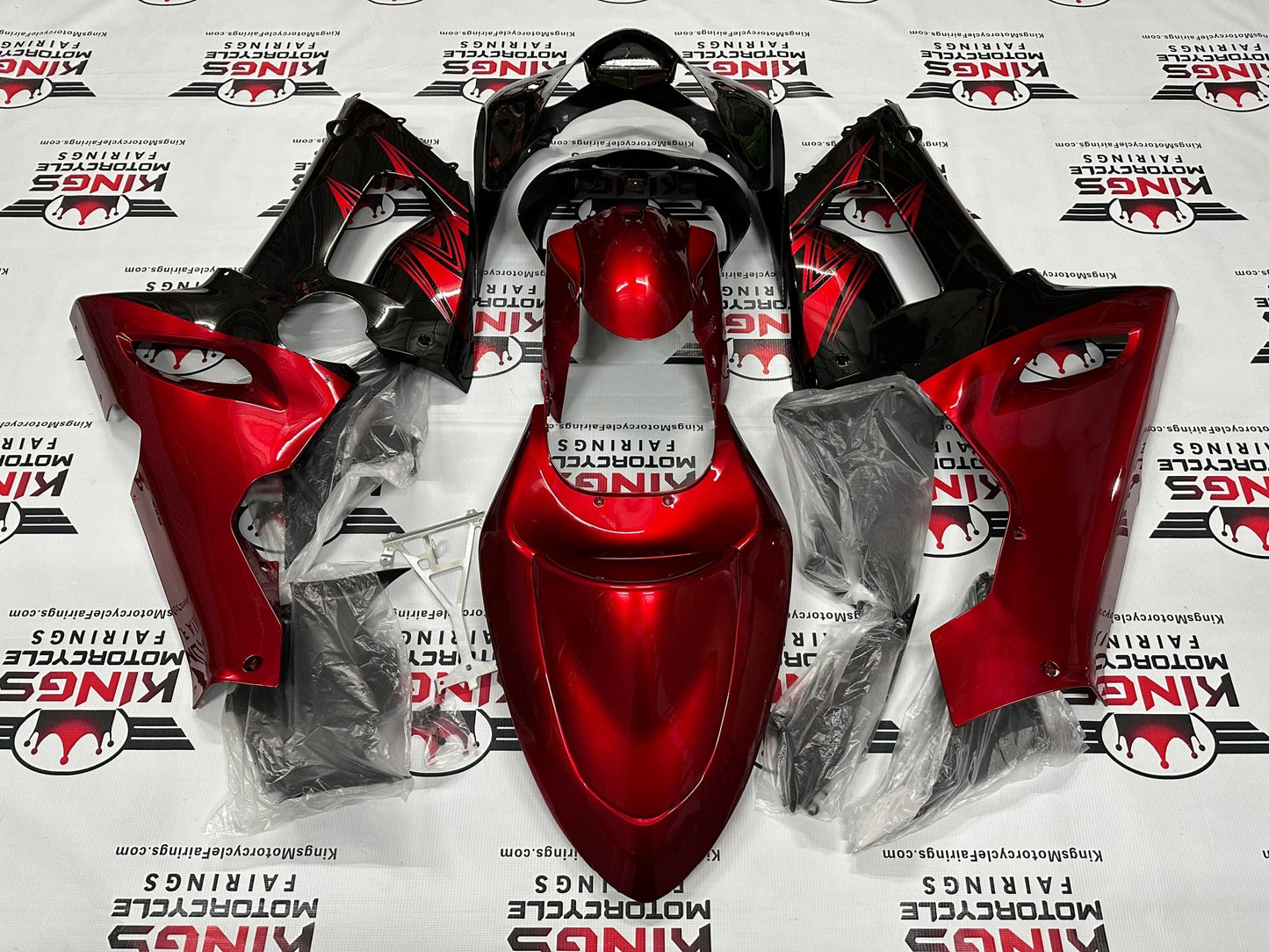 Kawasaki ZX6R 636 Fairing Set (2005-2006) Black, Dark Red at KingsMotorcycleFairings.com