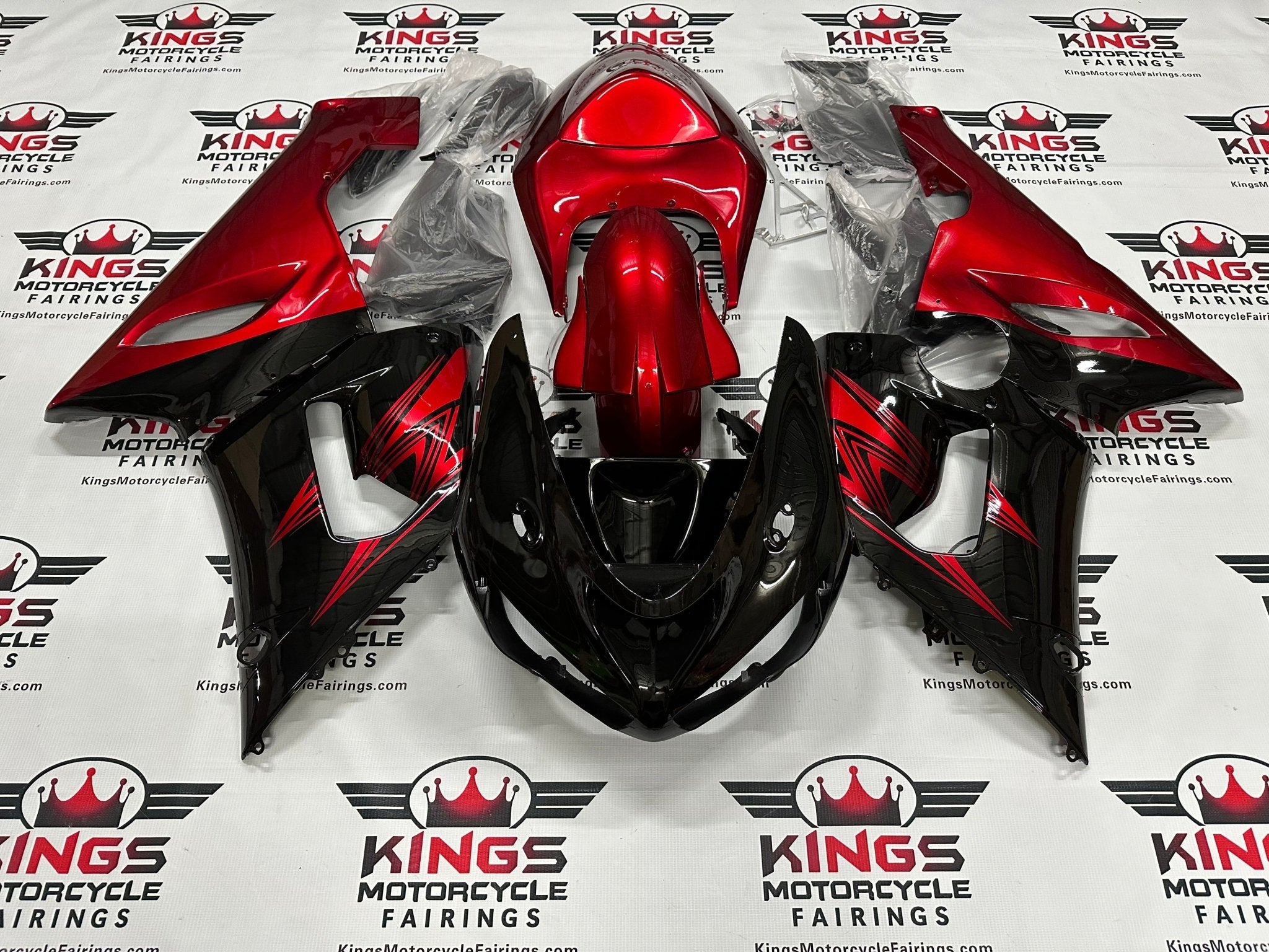 Kawasaki ZX6R 636 Fairings (2005-2006) Black, Dark Red at KingsMotorcycleFairings.com