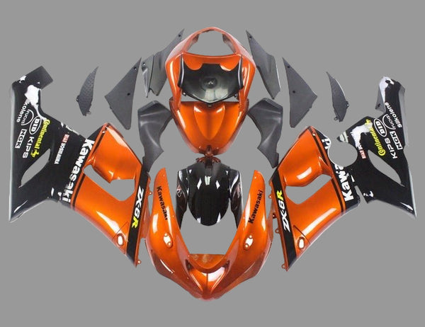 Kawasaki ZX6R 636 Fairings (2005-2006) Orange, Black, White, Yellow at KingsMotorcycleFairings.com