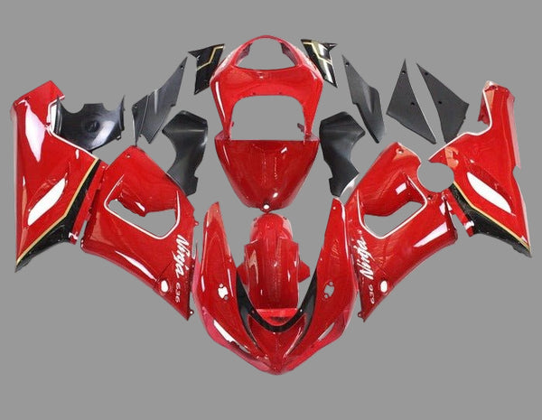 Kawasaki ZX6R 636 Fairings (2005-2006) Red, White, Black, Stripes at KingsMotorcycleFairings.com