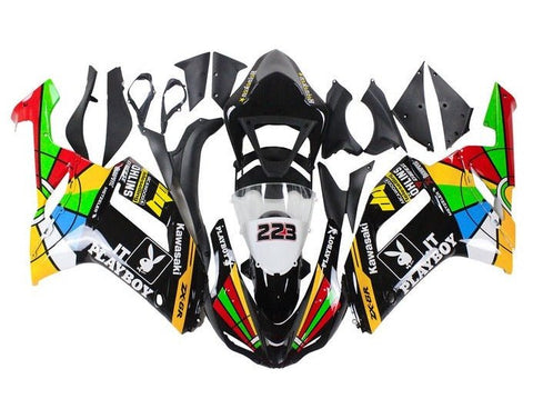 Kawasaki ZX6R 636 Fairings (2007-2008) Black, Playboy, Colorwheel at KingsMotorcycleFairings.com