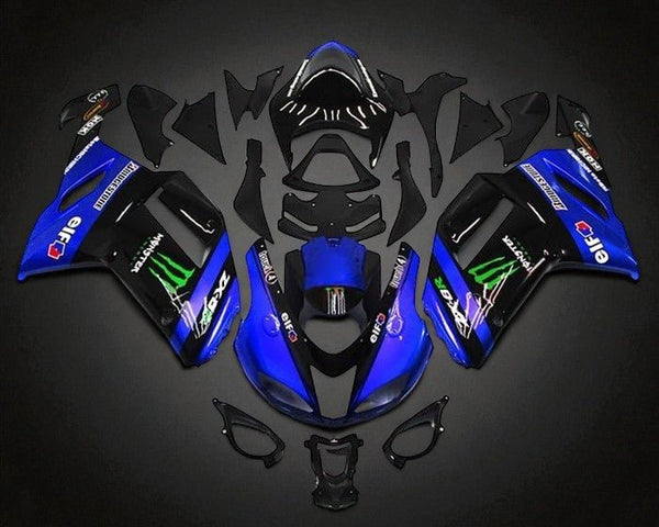 Kawasaki ZX6R 636 Fairings (2007-2008) Blue, Black, Green Monster at KingsMotorcycleFairings.com