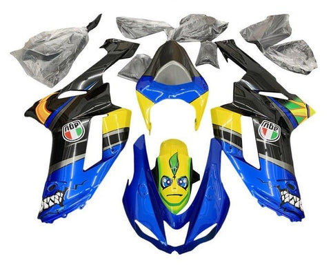 Kawasaki ZX6R 636 Fairings (2007-2008) Blue, Black, Yellow Creature at KingsMotorcycleFairings.com
