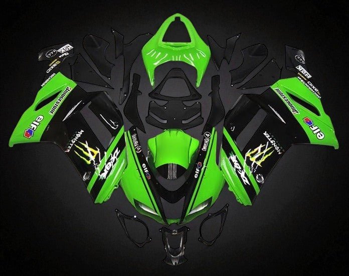 Kawasaki ZX6R 636 Fairings (2007-2008) Green, Black, Monster, Elf at KingsMotorcycleFairings.com