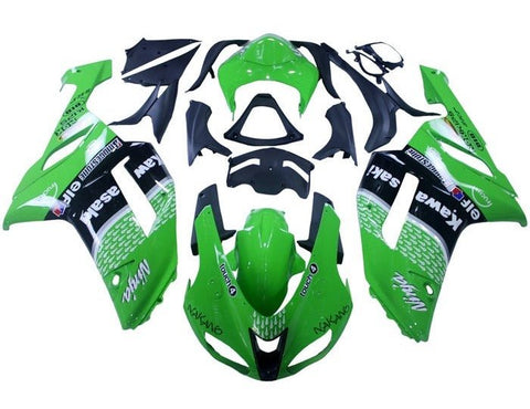 Kawasaki ZX6R 636 Fairings (2007-2008) Green, Black, White Pattern at KingsMotorcycleFairings.com