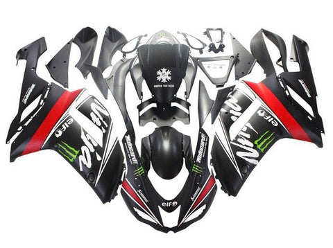 Kawasaki ZX6R 636 Fairings (2007-2008) Matte Black, White, Red Monster at KingsMotorcycleFairings.com