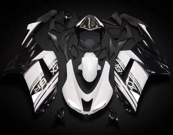 Kawasaki ZX6R 636 Fairings (2007-2008) White, Black, Silver Stripe at KingsMotorcycleFairings.com