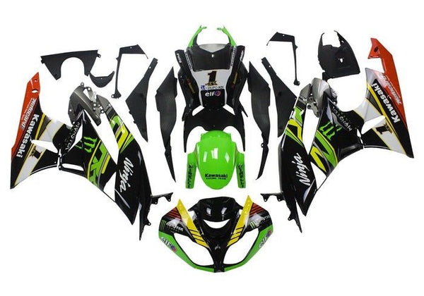 Kawasaki ZX6R 636 Fairings (2009-2012) Black, Green, Yellow Elf at KingsMotorcycleFairings.com