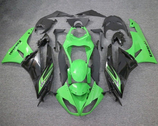 Kawasaki ZX6R 636 Fairings (2009-2012) Gloss Green, Gloss Black at KingsMotorcycleFairings.com