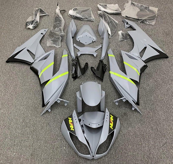 Kawasaki ZX6R 636 Fairings (2009-2012) Gray, Yellow Stripe at KingsMotorcycleFairings.com