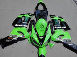 Kawasaki ZX6R 636 Fairings (2009-2012) Green, Black Elf at KingsMotorcycleFairings.com