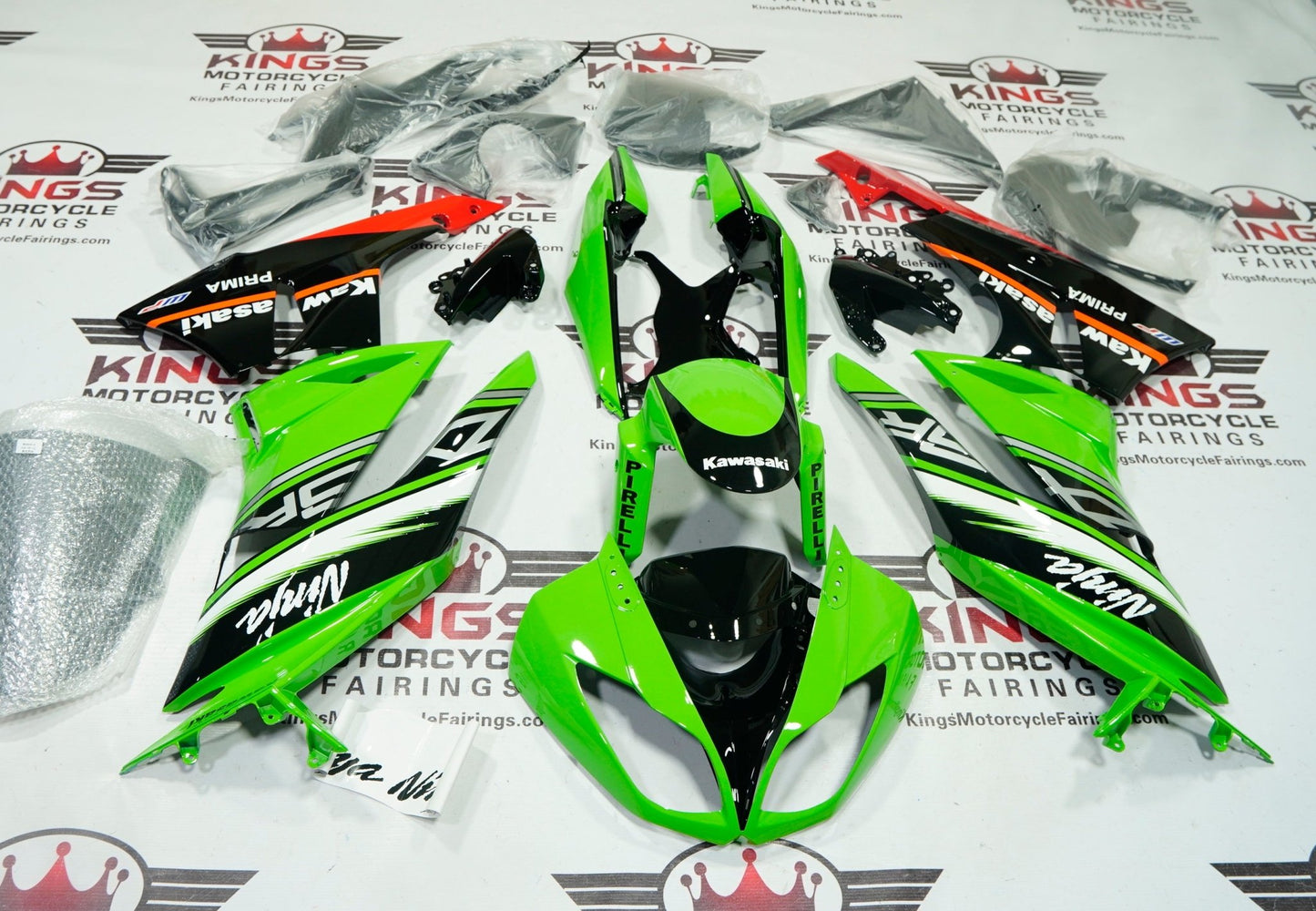 Kawasaki ZX6R 636 Fairings (2009-2012) Green, Black, Gray, White, Red at KingsMotorcycleFairings.com