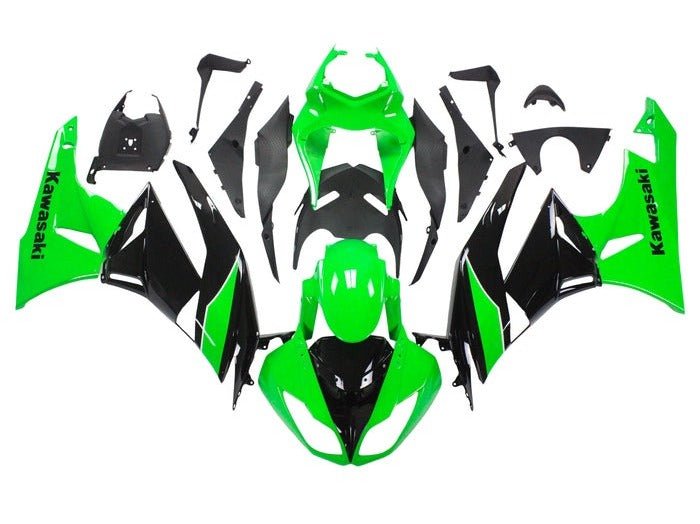Kawasaki ZX6R 636 Fairings (2009-2012) Green, Black at KingsMotorcycleFairings.com